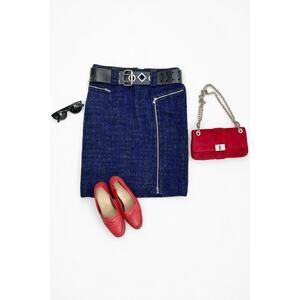 Marc by Marc Jacobs Indigo Wool Moto Zip Skirt | Tweed Y2K Spring City Chic